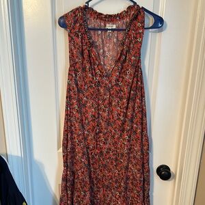 Max Studio Pink and Black Plunge Maxi Sundress